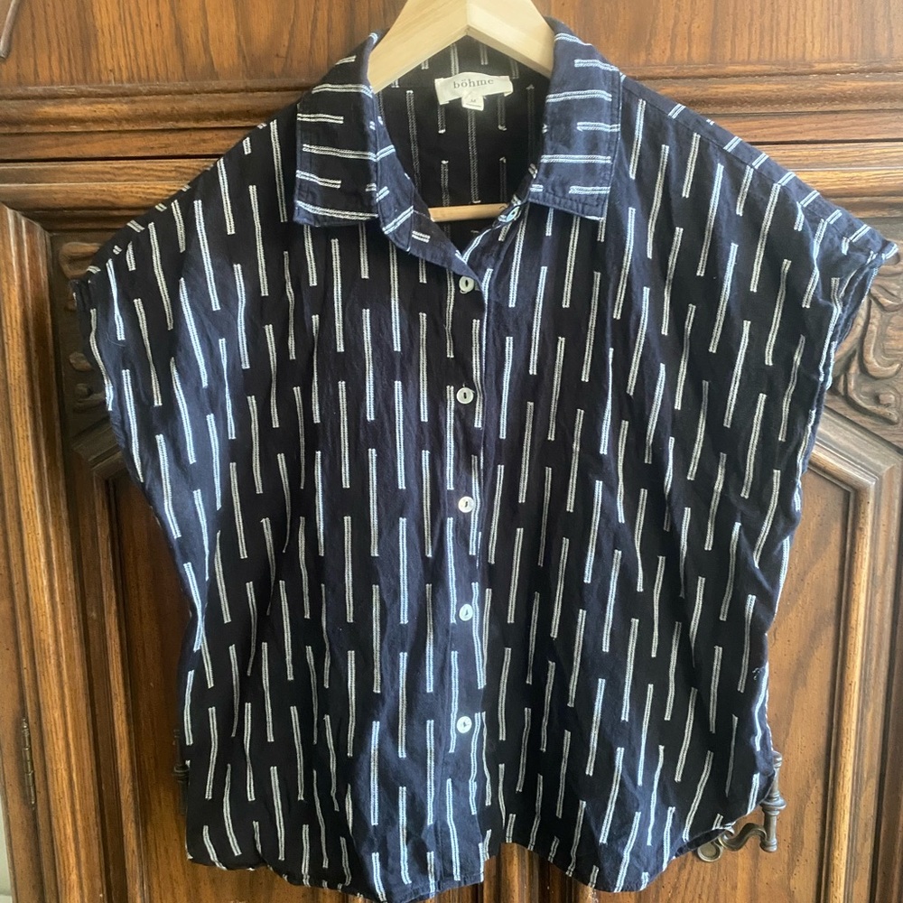 Black and White boho Böhme Button-Up Shirt